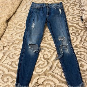 7 For all mankind — the ankle skinny distressed jeans